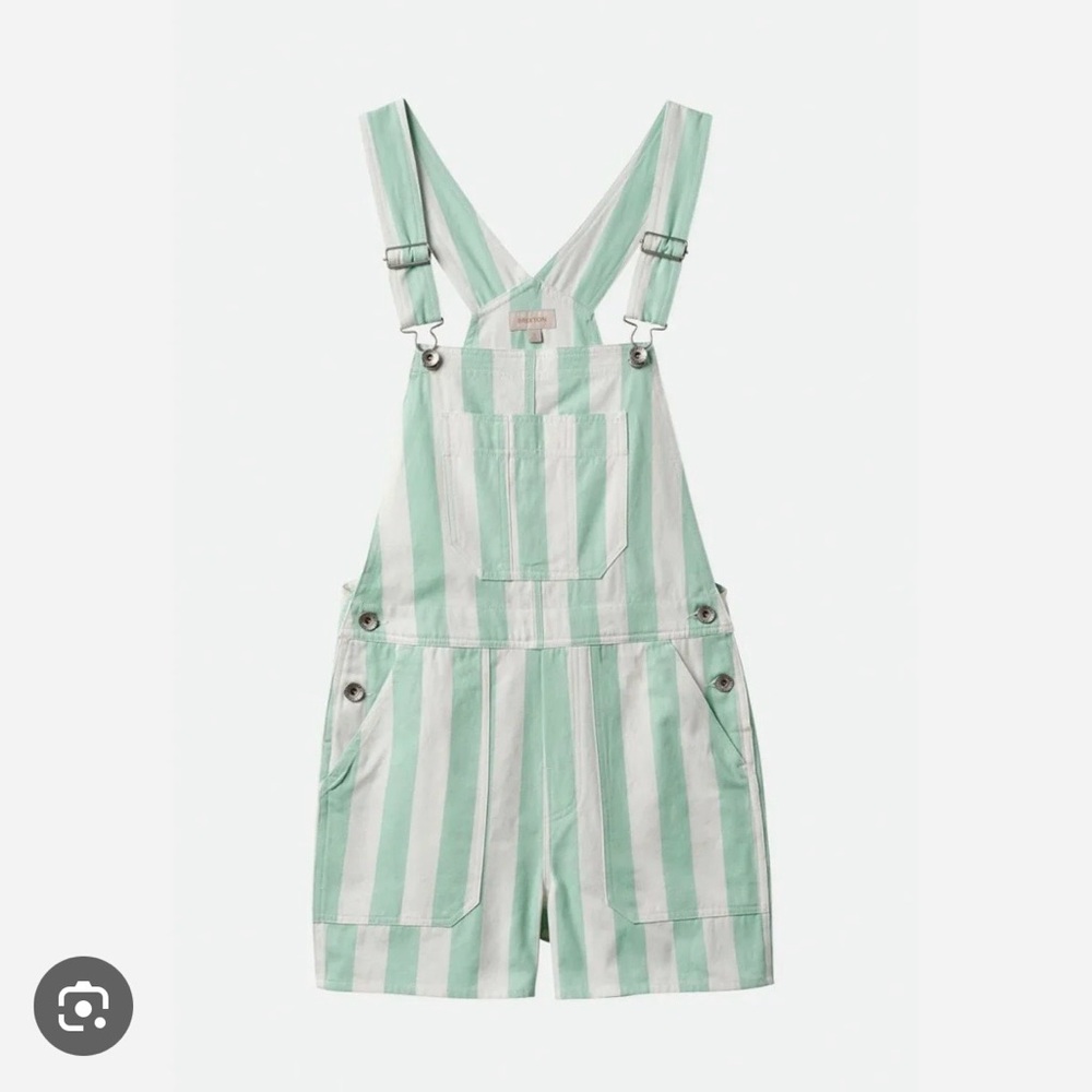 Brixton Costa Short Overall - Seafoam and White